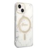 Zestaw Guess GUBPP14SHMEACSH Case+ Charger iPhone 14 / 15 / 13 6,1 biały/white hard case Marble MagSafe
